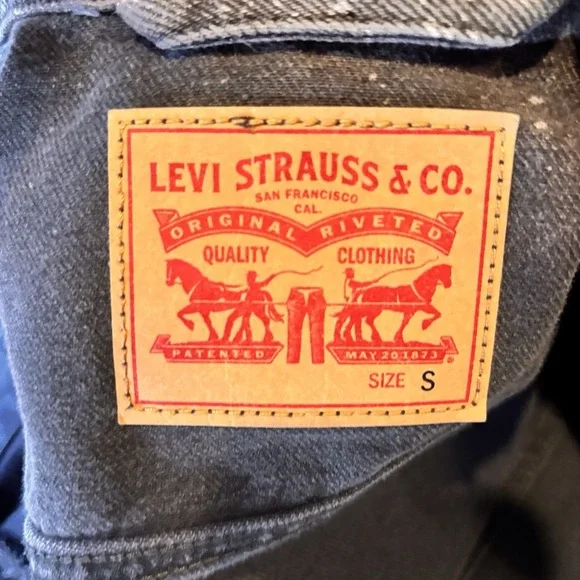 Levi's Black Splatter Denim Trucker Jacket Women's Size Small Acid Wash - Picture 5 of 8
